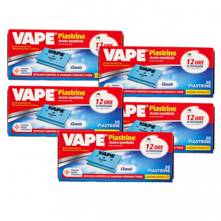 Vape Piastrine Insetticida Zanzare per elettroemanatore 5 Scatole da 30 Piastrine