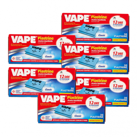 Vape Piastrine Insetticida Zanzare per elettroemanatore 6 Scatole da 30 Piastrine