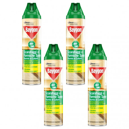Baygon Insetticida spray Scarafaggi e formiche protezione casa 4 flaconi