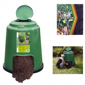 Compostiera da Giardino 900L 100x100xH100cm Rama Thermo-King Verde 