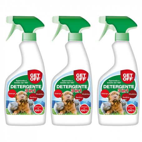 Get Off 3in1 Detergente Disabituante Sanificante confezione 3 Flaconi Spray da ml 500