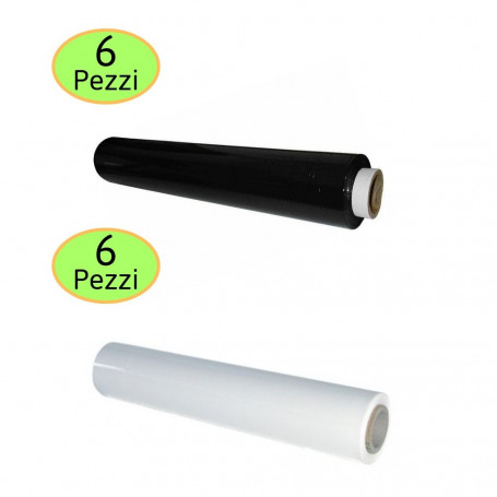 12 Bobine Film Estensibile Manuale Nero E Bianco